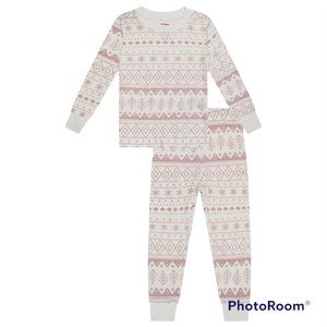 NWT Petit Lem Fair Isle Pajama Set, 18M, pink and white